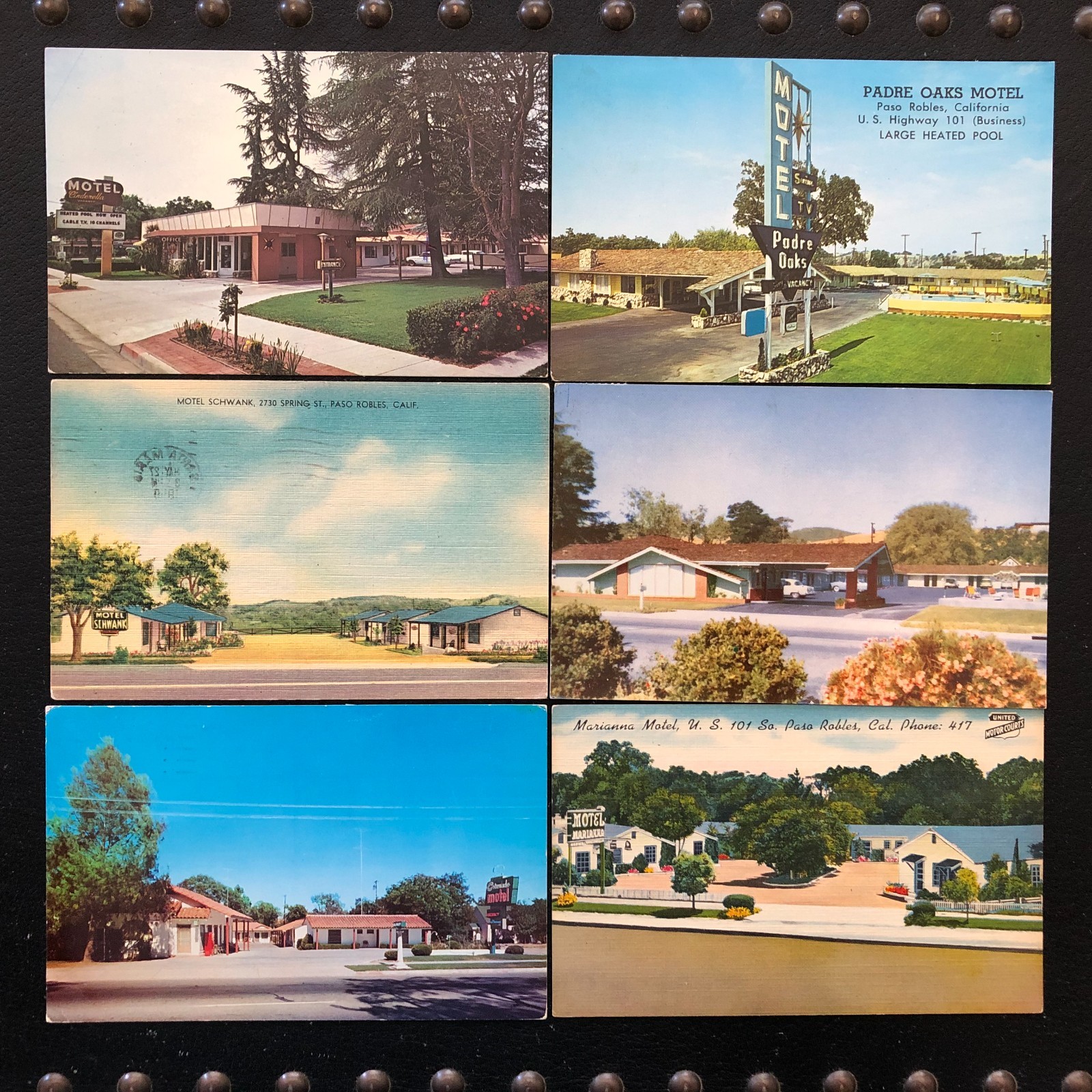 [6] Paso Robles California Motel postcards [all posted]