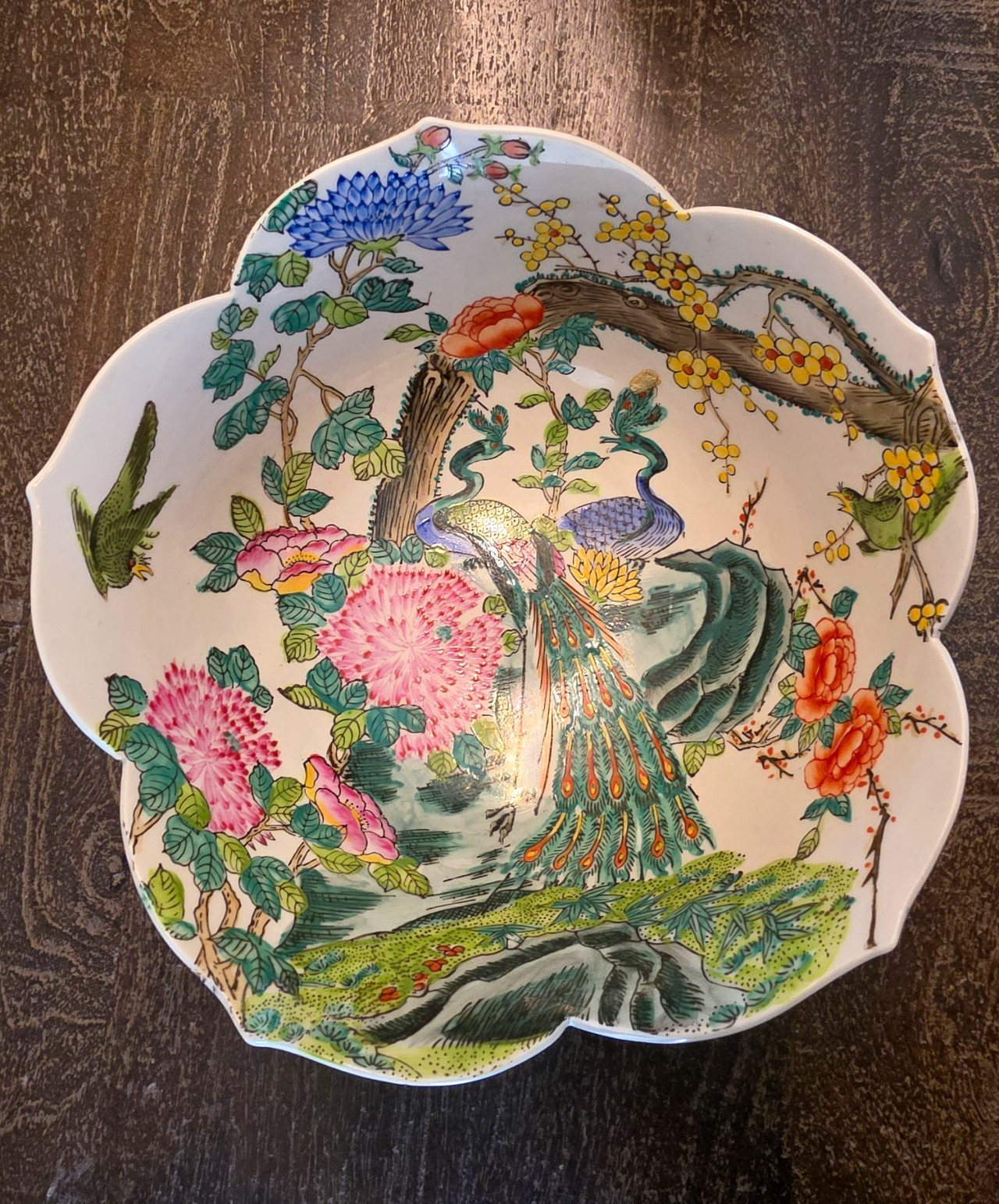 Vintage Hand Painted Asian Porcelain Ware A.C.F. Rice Serving Bowl 8\
