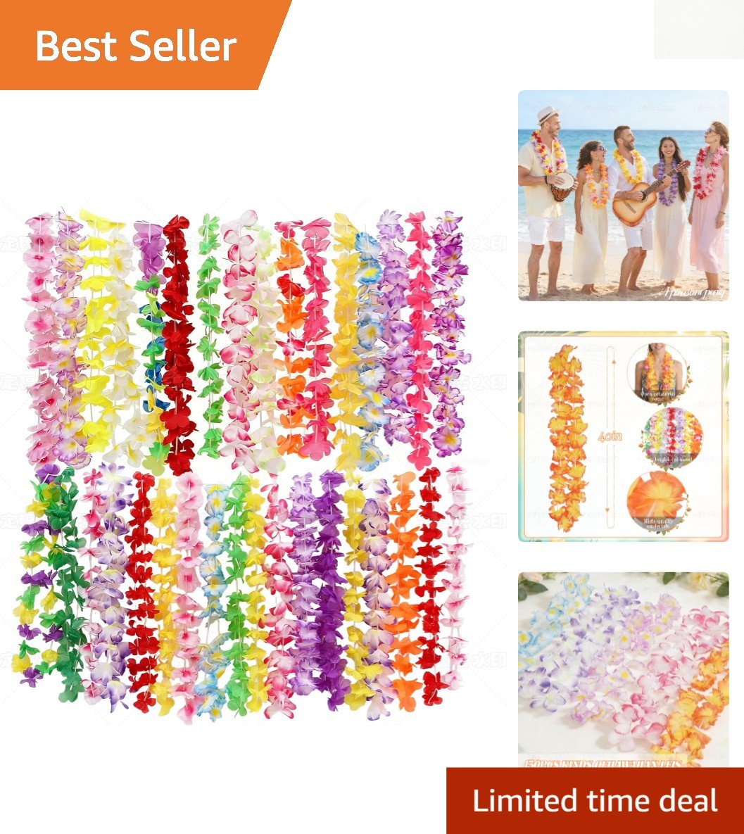 150pcs Hawaiian Leis Bulk - Vibrant Silk Flower Necklaces for Luau Celebrations