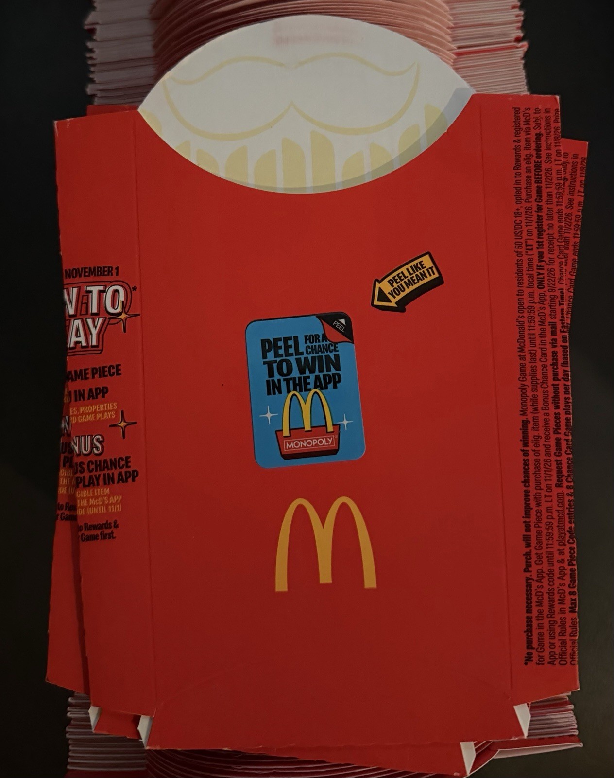 McDonald\'s 2026 Monopoly Game Unpeeled Pieces (Lot of 50) PRIORITY SHIPPING