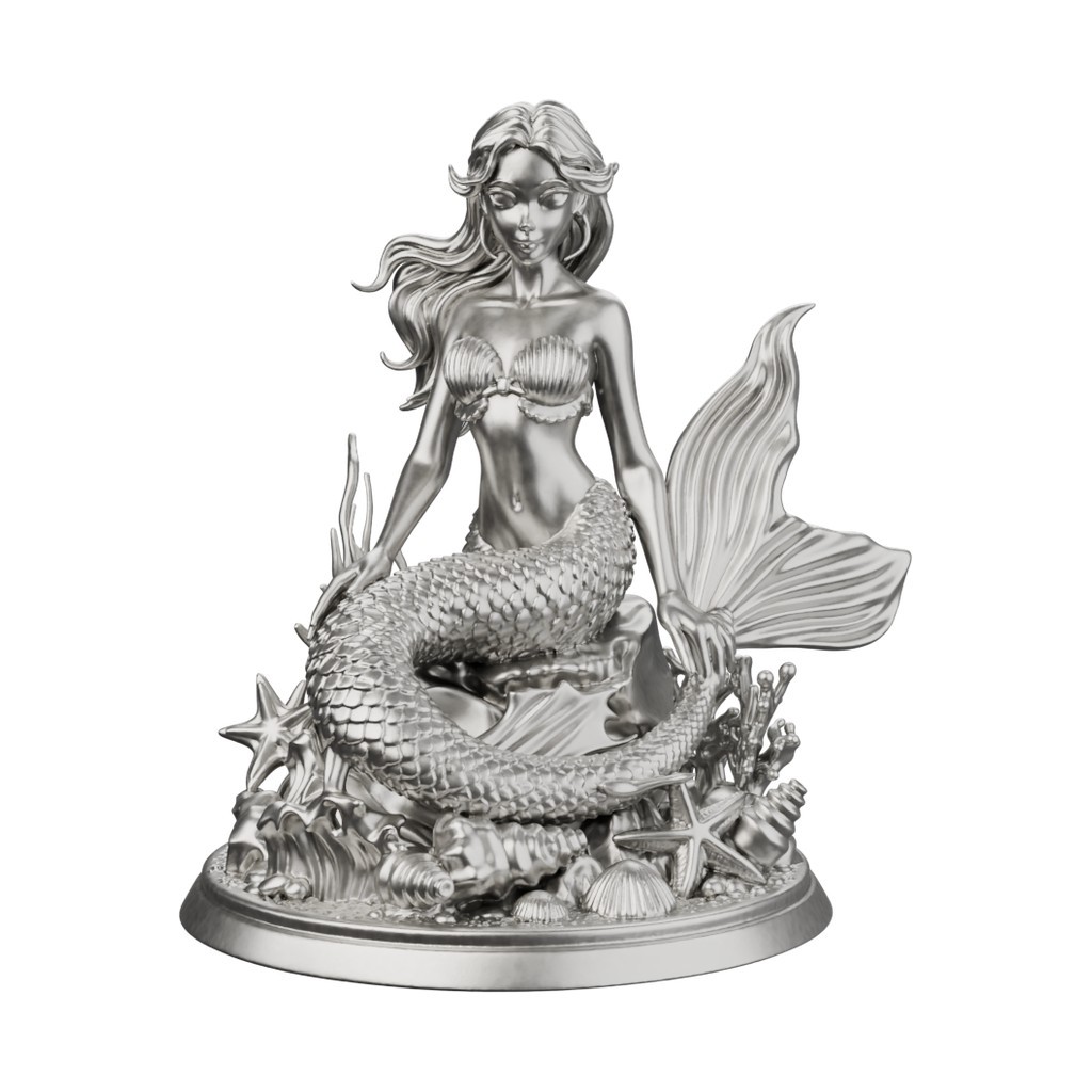 Mermaid of the Abyss Statue Solid .999 Fine Silver Made to Order 3-12 oz t