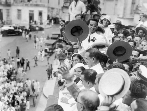 The New Cuban President Greeting Crowd From Balcony Presidential P- 1933 Photo