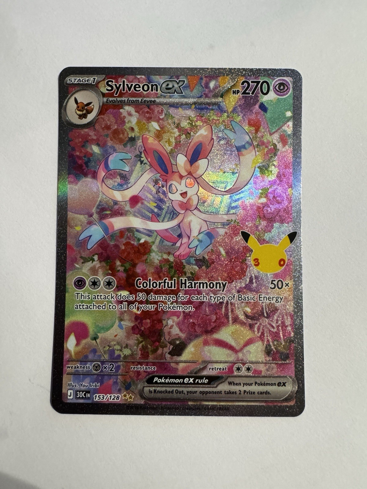 Pokémon TCG Sylveon EX 153/128 Generations Full Art Holo 30th anniversary