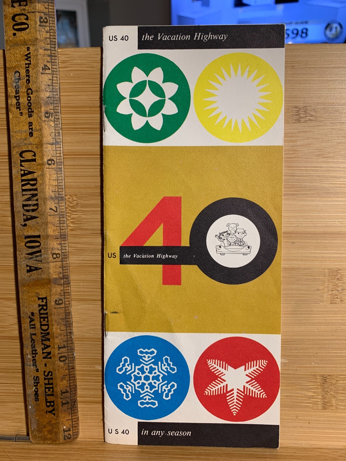 Paper brochure US 40 The Vacation Highway vintage worn torn