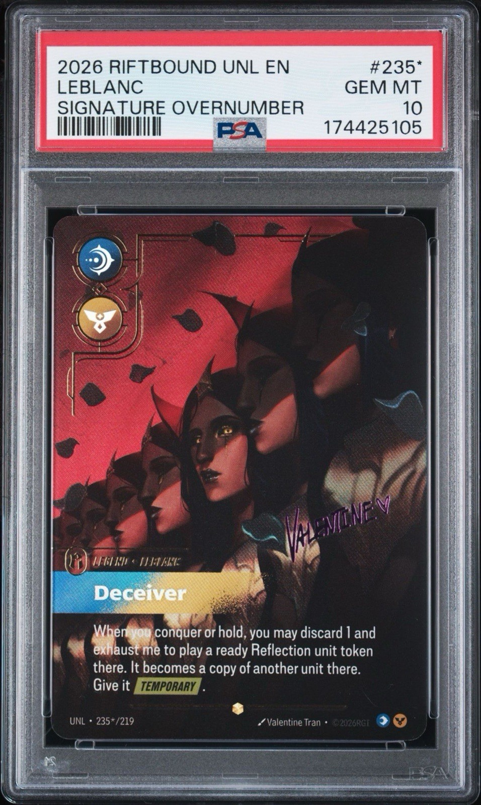 2026 RIFTBOUND: LEAGUE OF LEGENDS UNL-UNLEASHED #235* LEBLANC - DECEIVER PSA 10
