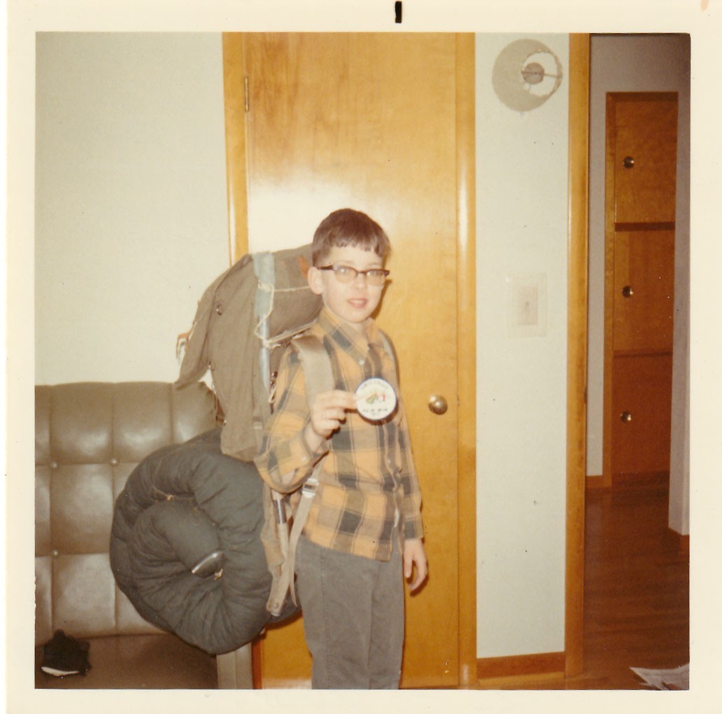 Vintage Photo 1971 BSA Polar Bear Campout Survivor Patch Backpack Boy Scout USA
