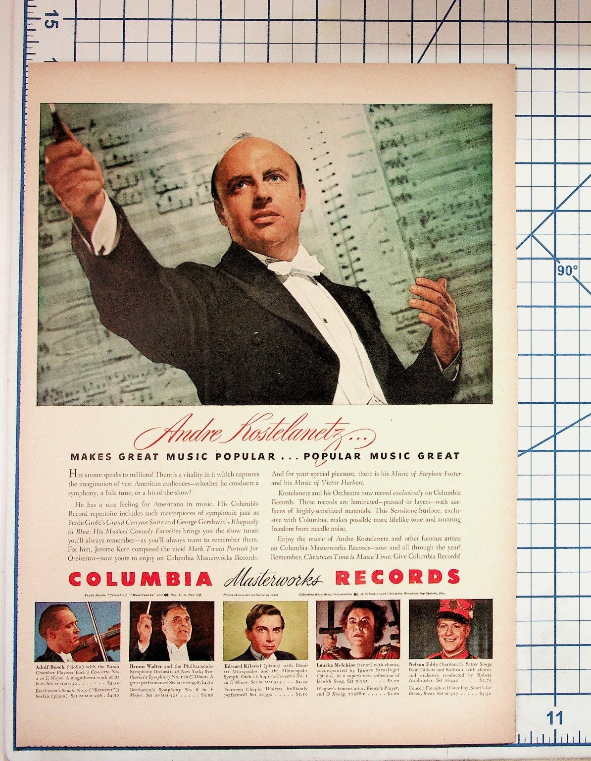 Andre Kostelanetz Columbia Masterworks Records Vintage 1940s Magazine Ad