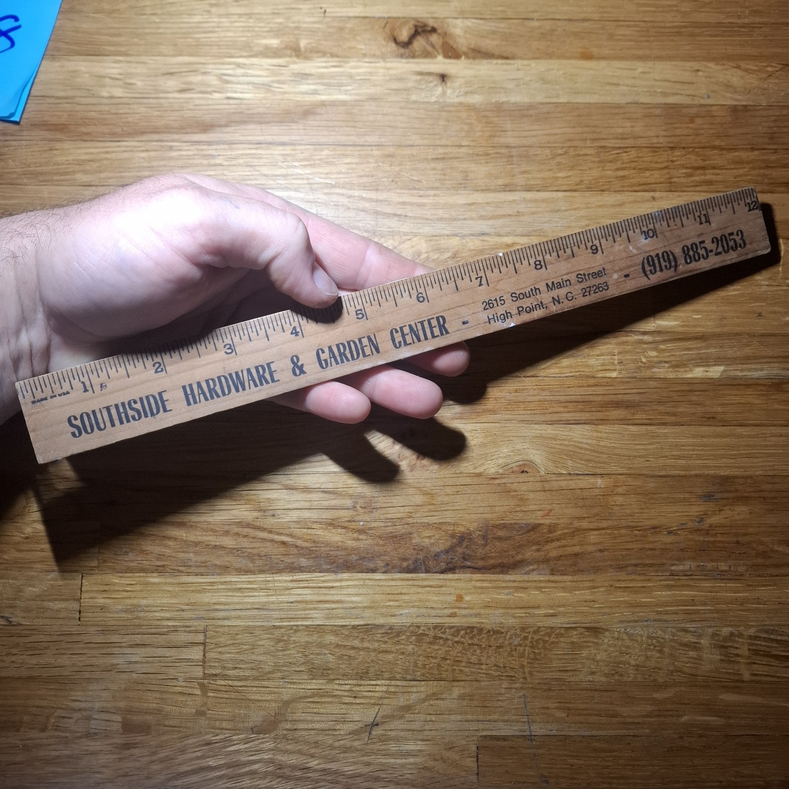 Vintage SOUTHSIDE HARDWARE & GARDEN CENTER High point north carolina wood ruler 