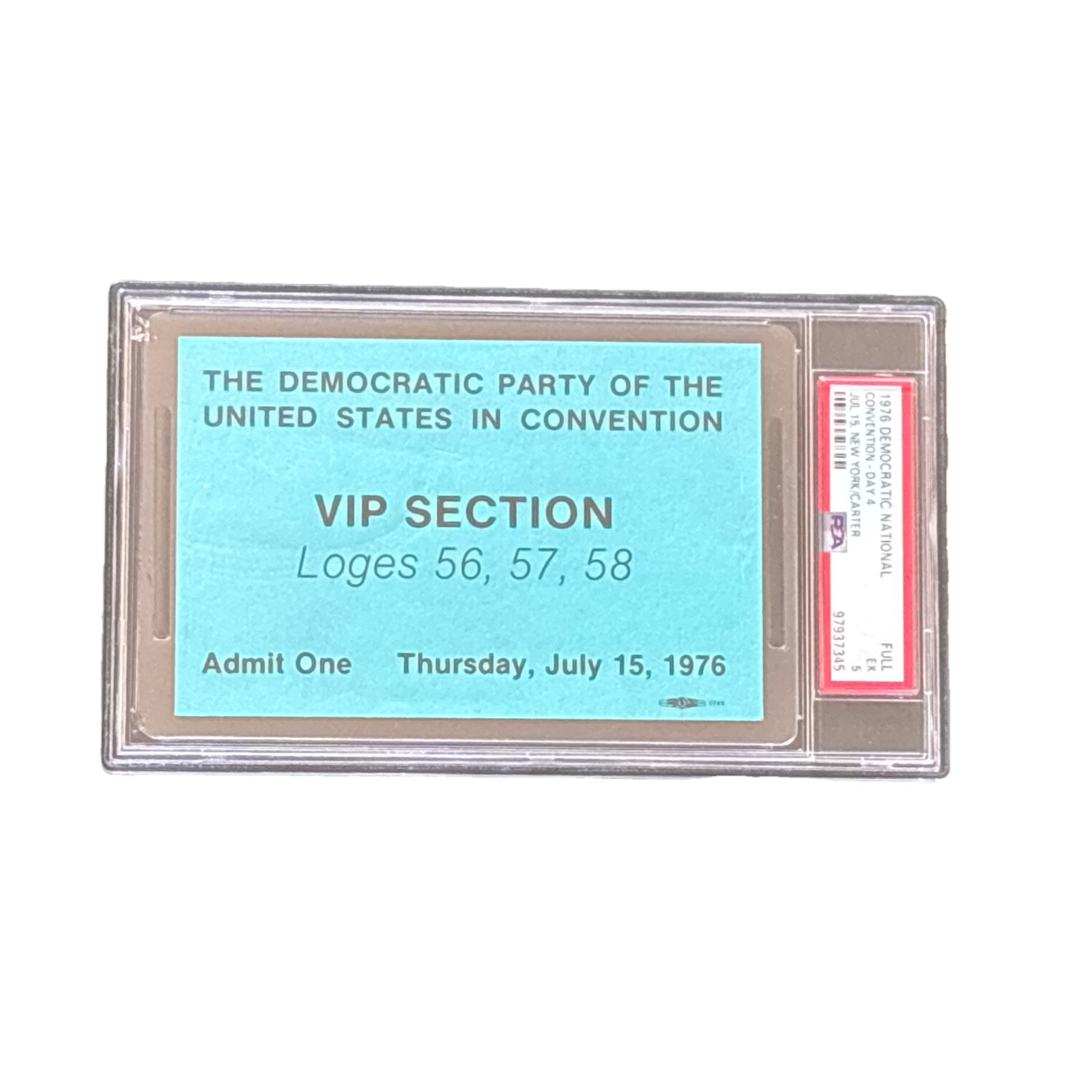 1976 Democratic National Convention VIP Credential Jimmy Carter Acceptance PSA