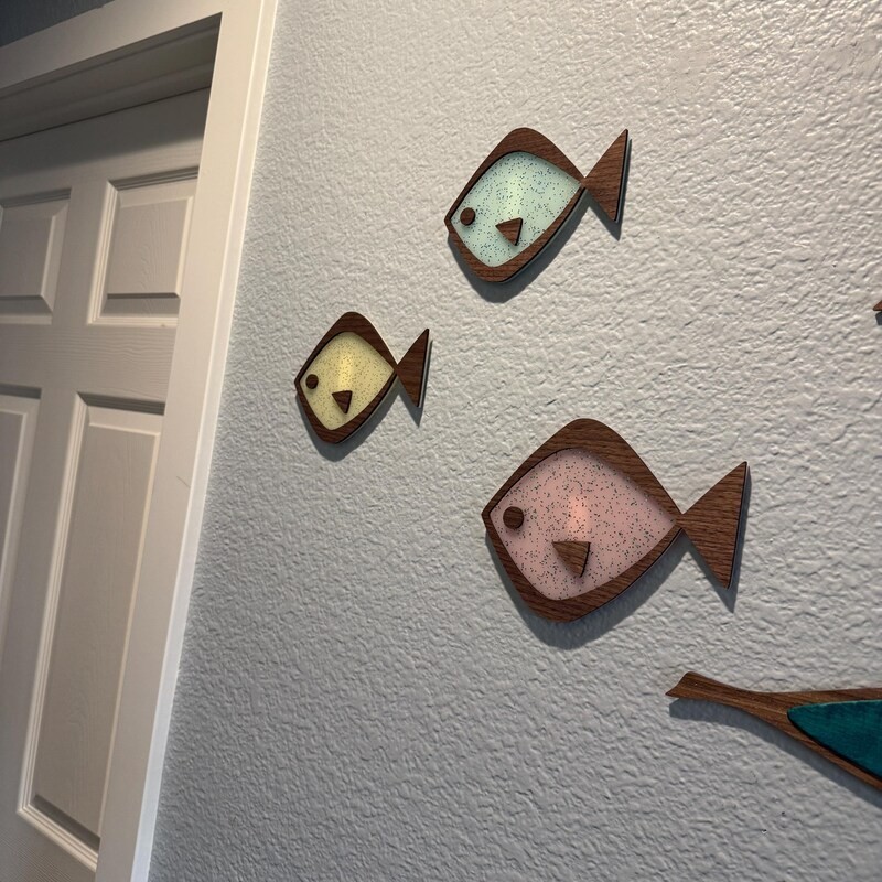 Mid-Century Modern Set of (3) Fish, mcm, mcm decor, mcm wall art, mcm fish