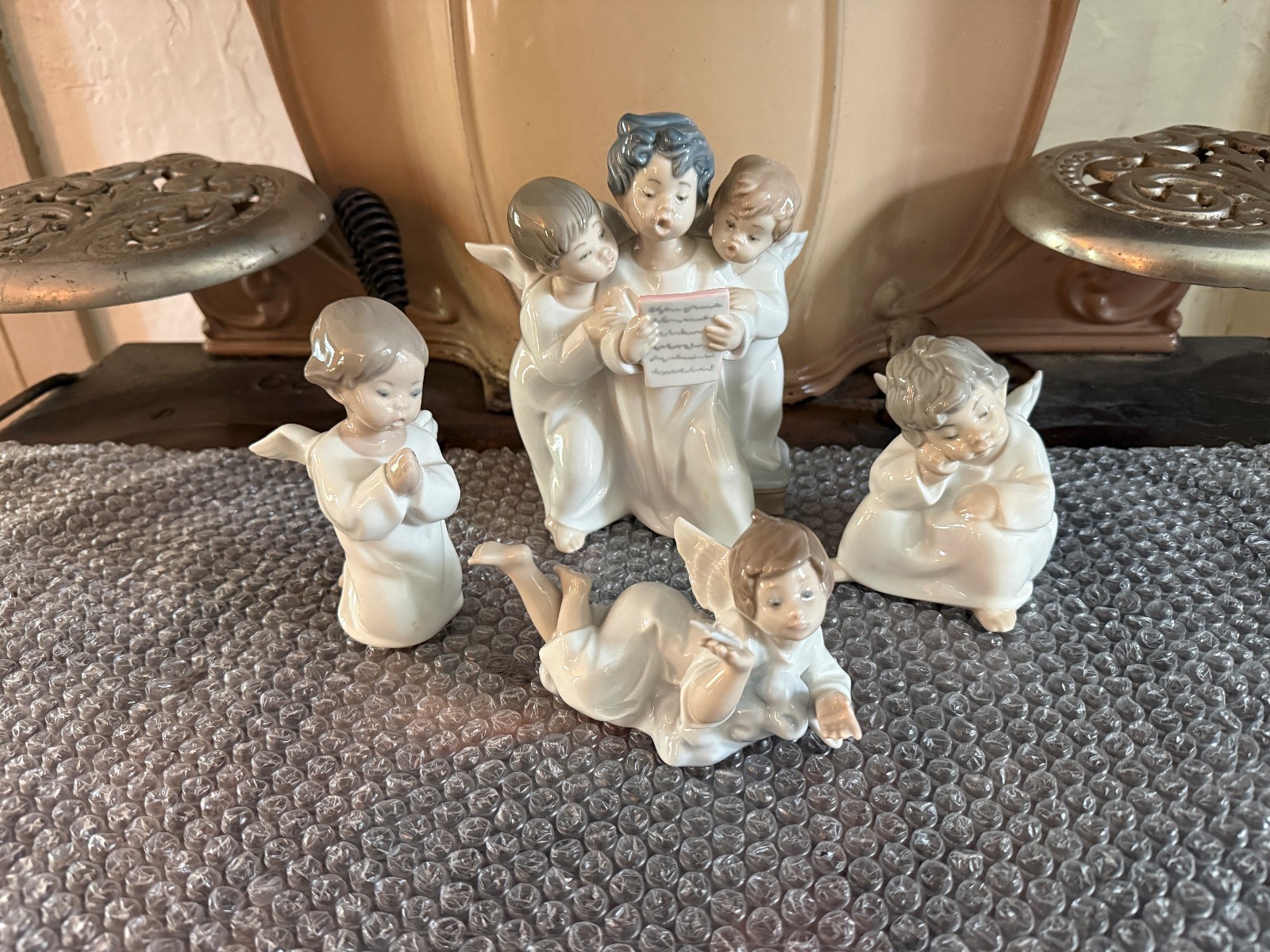 Lot of 4 Lladro Angel Figurines Glossy 4542 4539 4538 5725 Making a Wish Singing