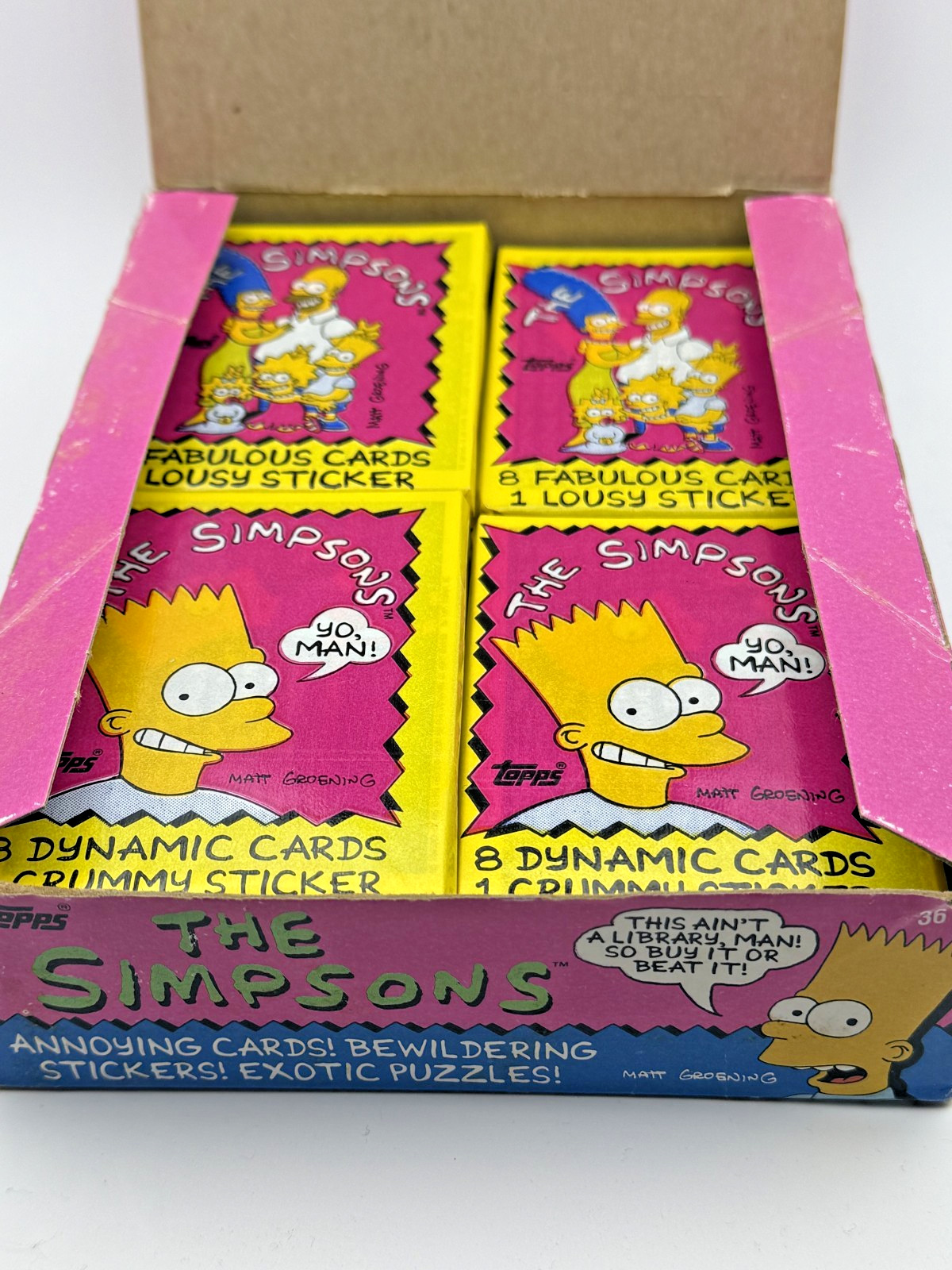 1990 Topps The Simpsons Wax Pack  8 Cards 1 Sticker -  Bart RC