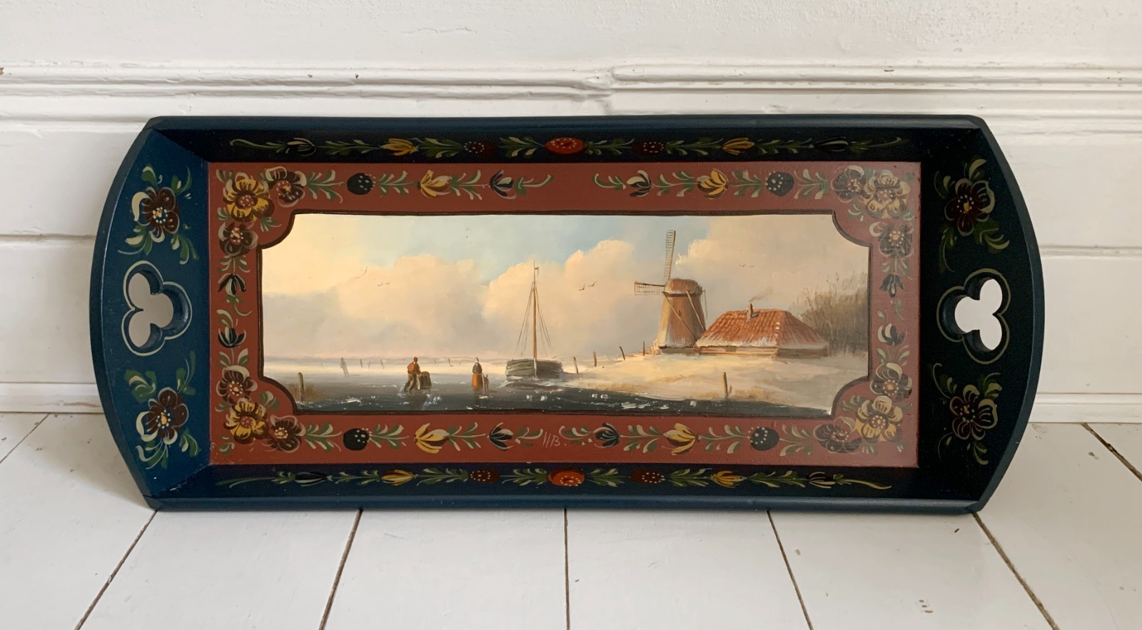 Vintage Hand Painted Dutch Tray by G.Bootsma for Hindeloopen