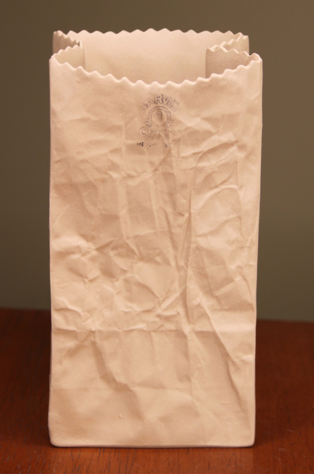 Vintage Michael Harvey Ceramic Paper Bag Vase No. 1 Canada MCM Pop Art