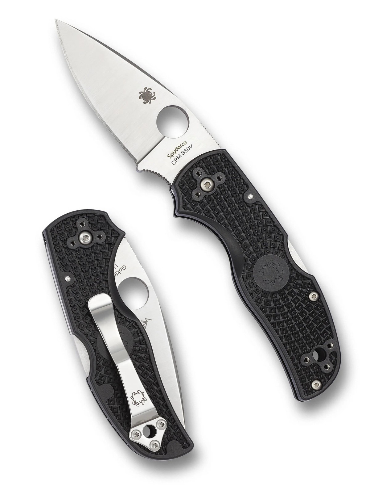 Spyderco Native 5 Knife C41PBK5 Satin Plain Edge CPM-S30V Blade Black FRN Handle