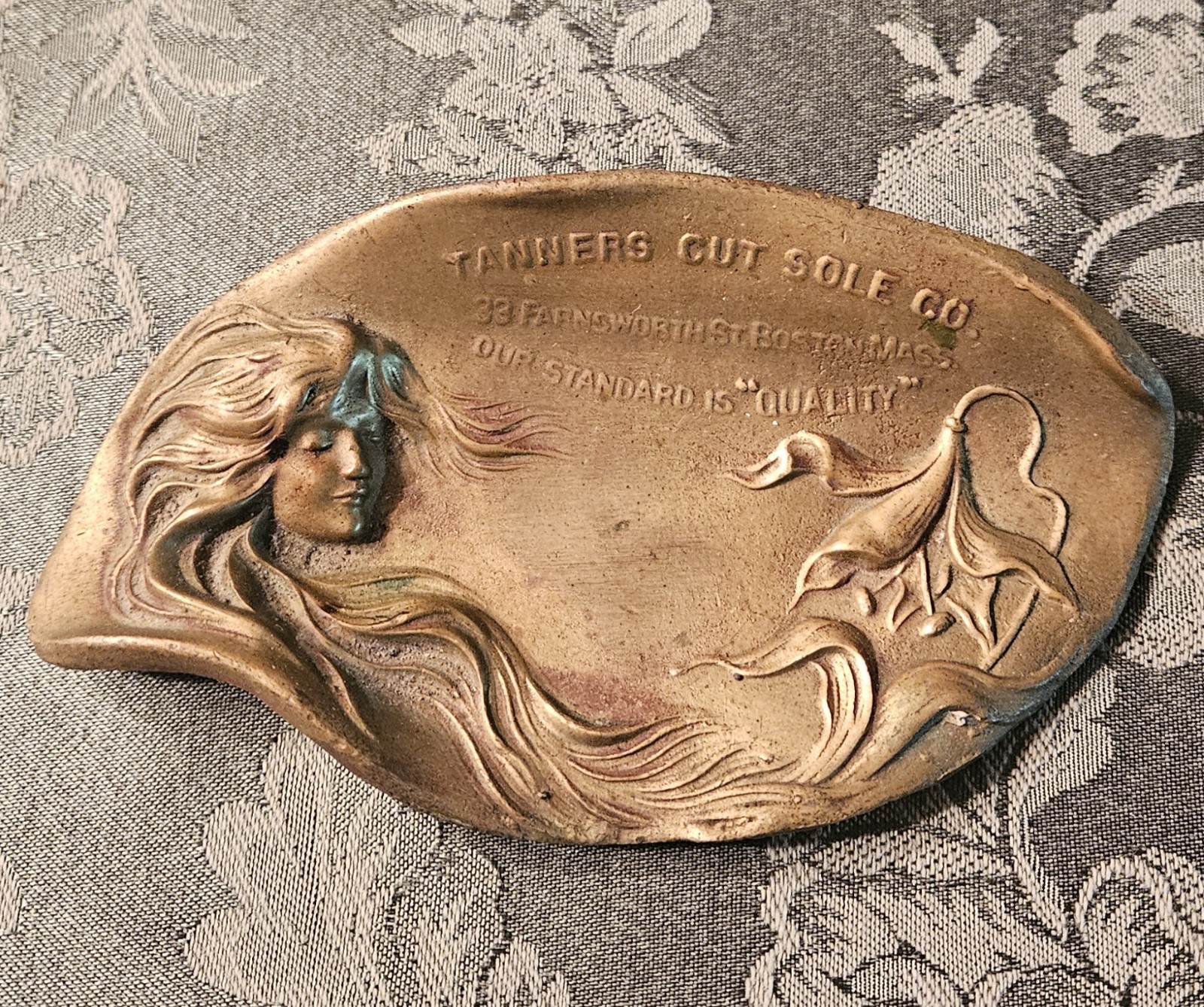 Vintage Art Nouveau bronze card receiver or change tray 1920'S