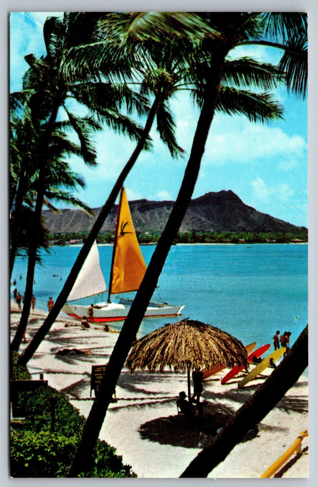 Waikiki Beach Hawaii vintage postcard