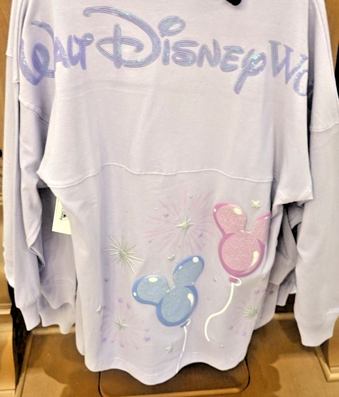 2026 Walt Disney World Mickey Mouse Balloons Spirit Jersey Small Lavender Sequin