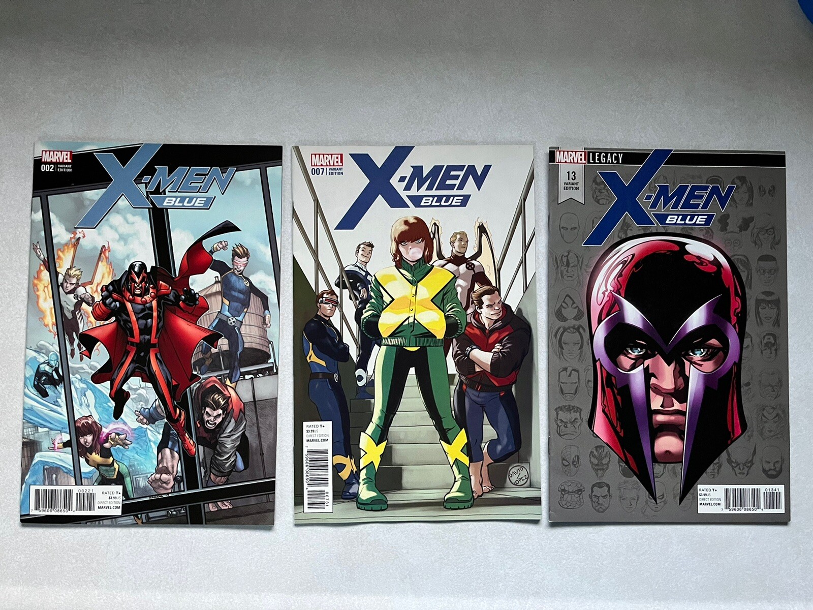 X-MEN BLUE #7 1 in 25 David Lopez Variant & #2 #13 Marvel Comics Lot NM/VF? Pics