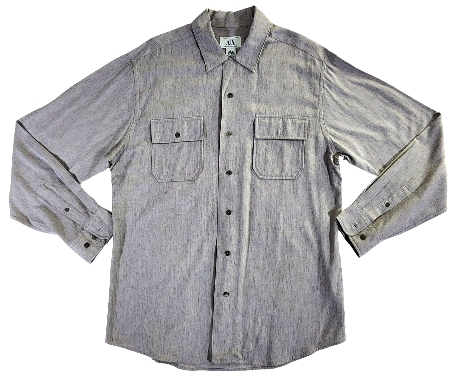 AX Armani Exchange Men\'s Shirt Size Large Gray Long Sleeve Rayon Blend