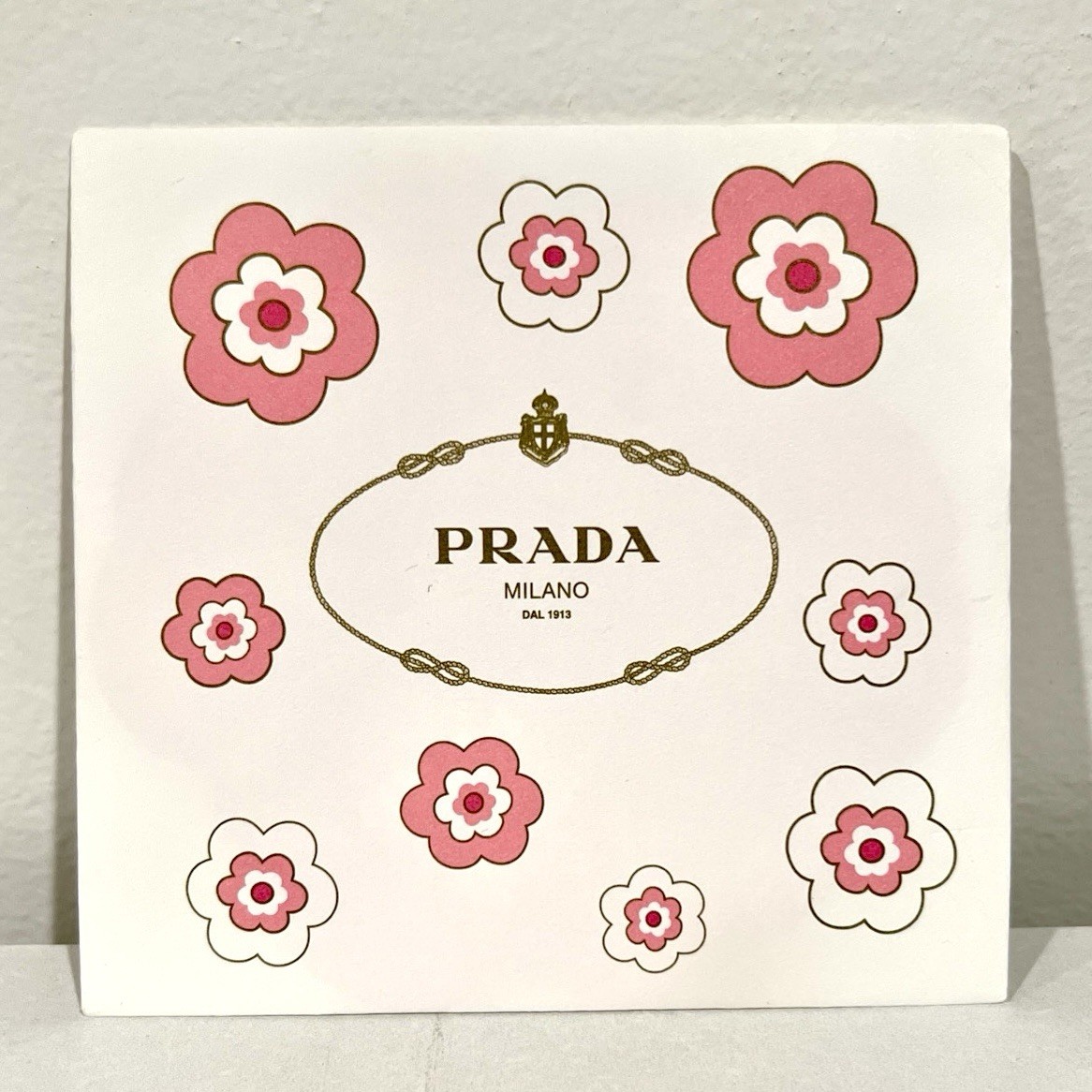2 Prada Milano Pink Flower Postcards w/ Printed Prada Envelope 4.5”Collectible
