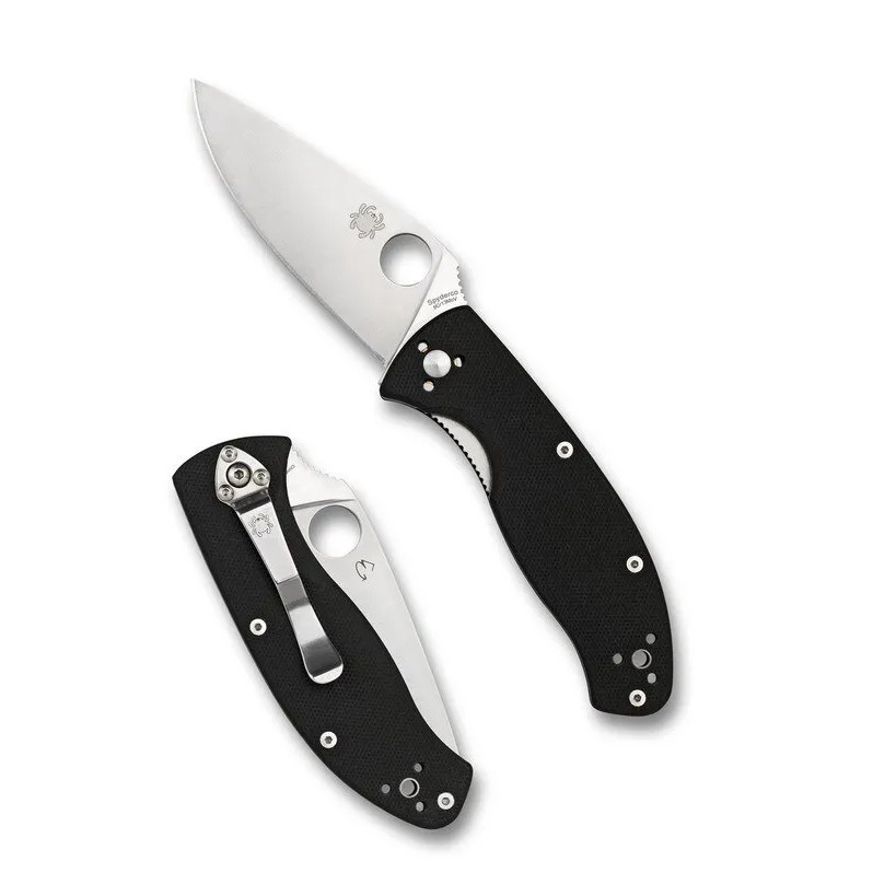 NEW - Spyderco SP C122GP Tenacious Pocket Knife, Plain Edge - Silver