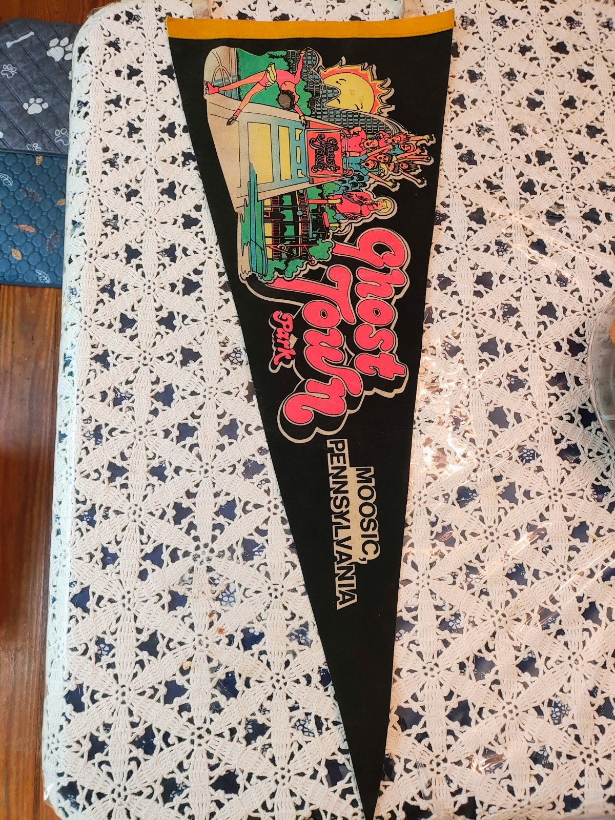 Vintage Ghost Town Mosaic PA Pennant