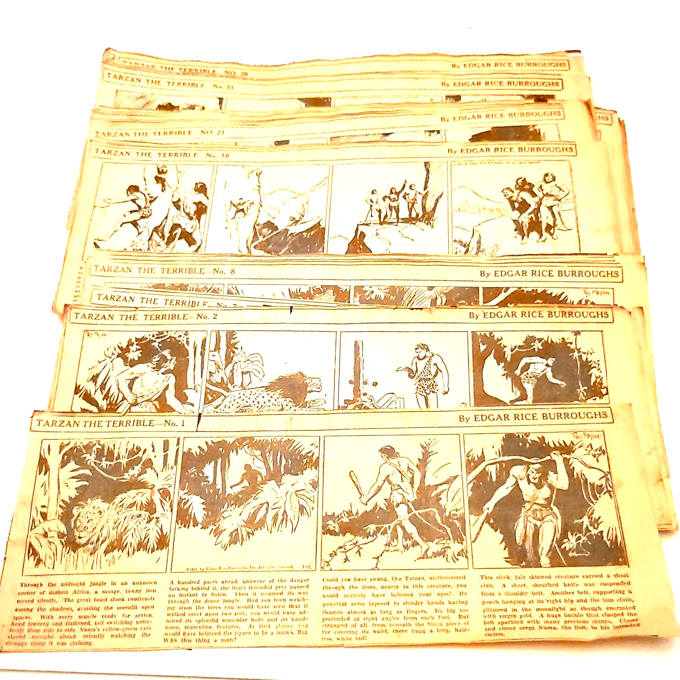 Tarzan the Terrible 1931 Daily b&w Strips Burroughs & Maxon #1-108, less a few