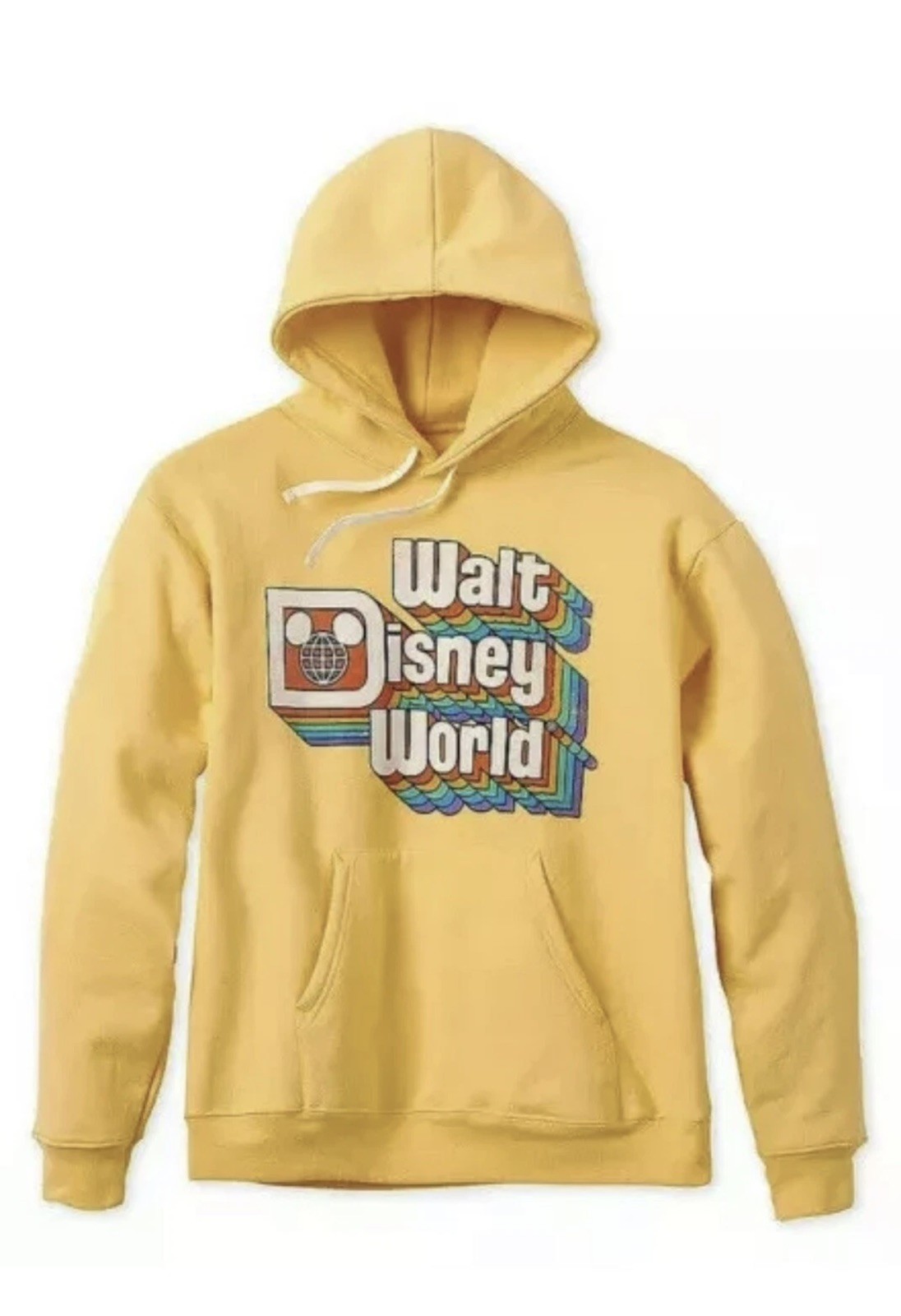 Disney Parks Yellow Distressed Retro Butter Yellow Hoodie 2020 Adult Large- NWOT