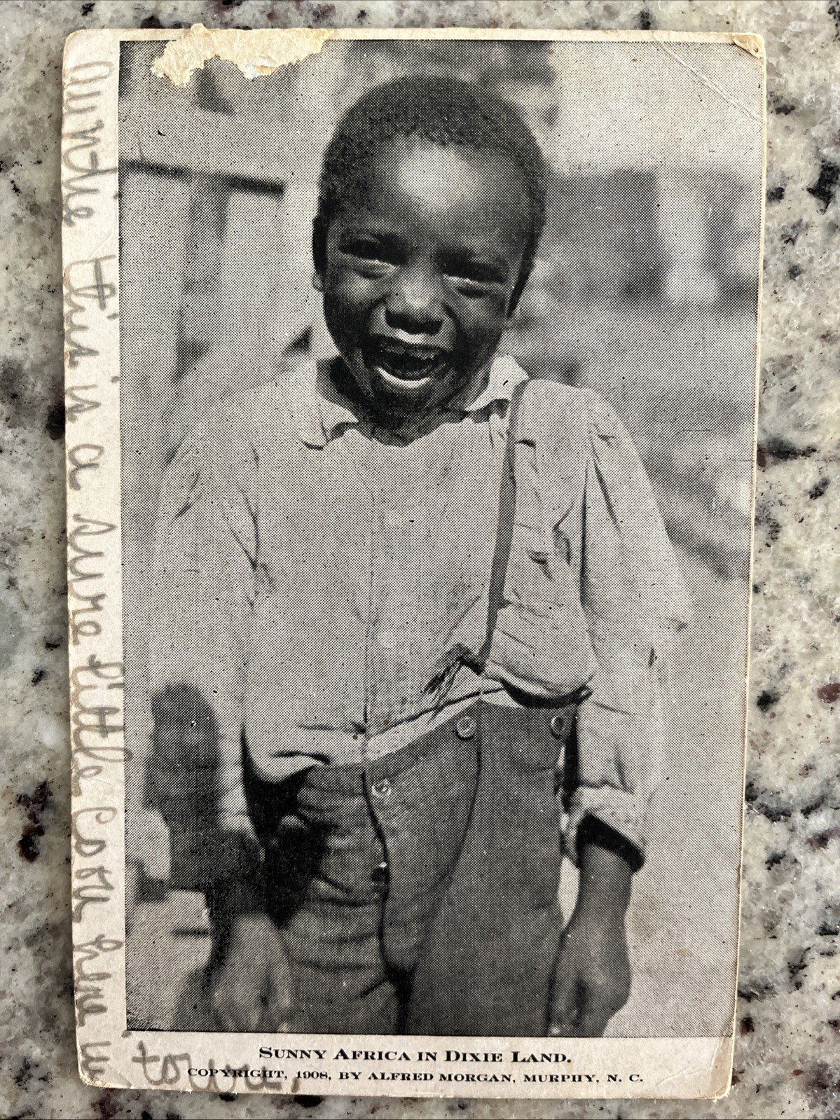1908 Black Americana African American Boy Smiles RPPC Sunny Africa In Dixie Land