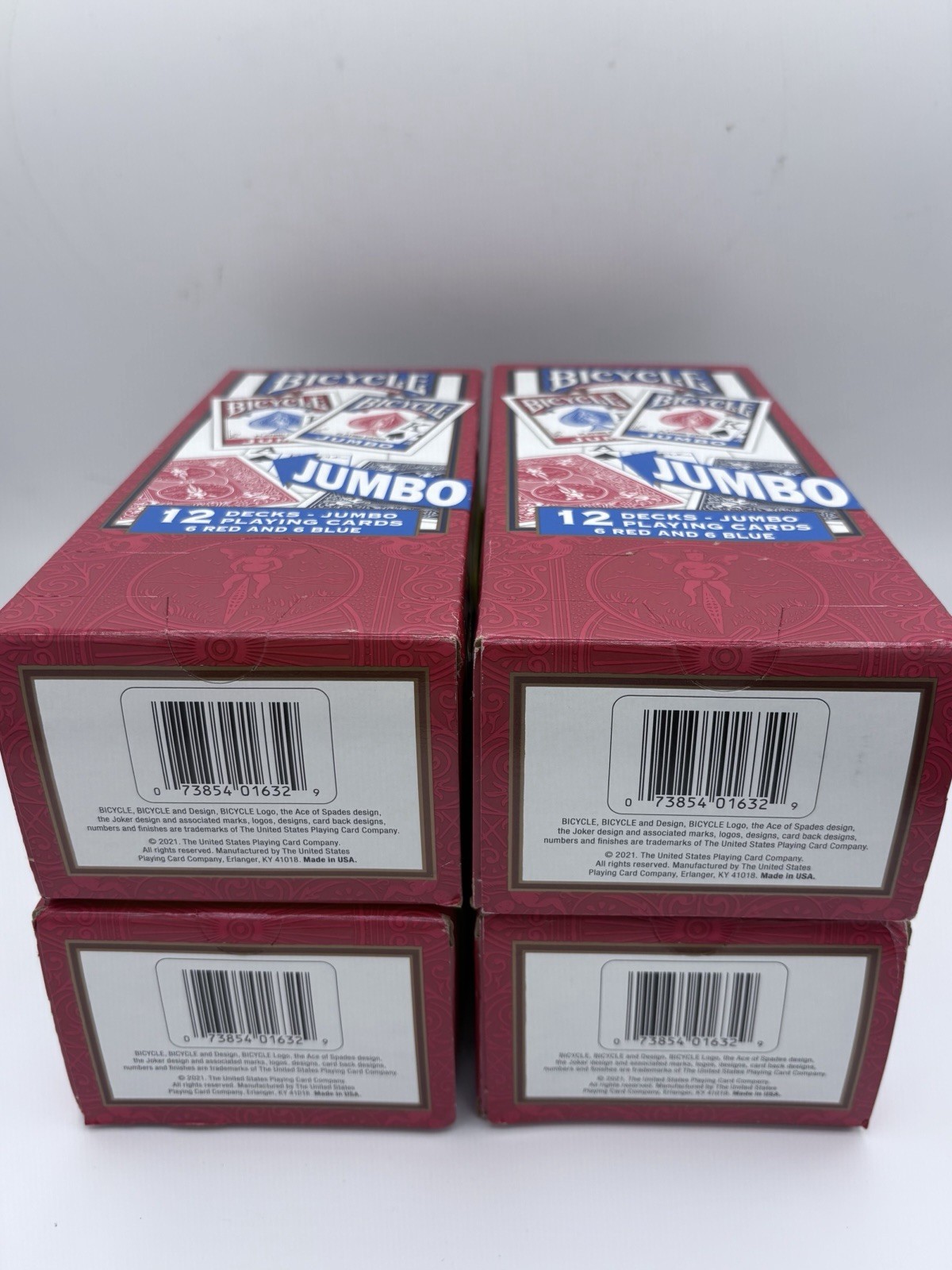 48x Pack (12x 4pack) Bicycle Jumbo Playing Cards Red & Blue Reseller 48x Pack (12x 4pack) Bicycle Jumbo Playing Cards Red & Blue Reseller