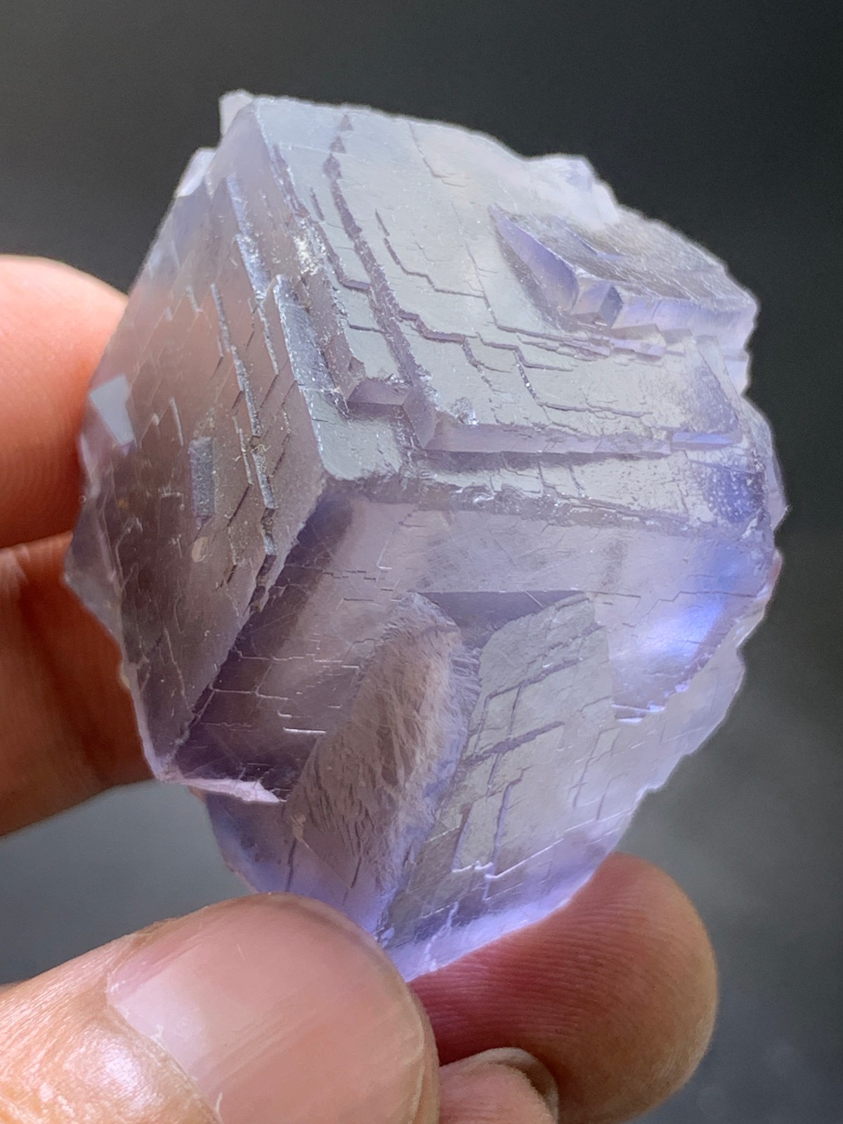 Fluorite Complete cube. Rare blue Crystal Mineral Specimen with color zoning.