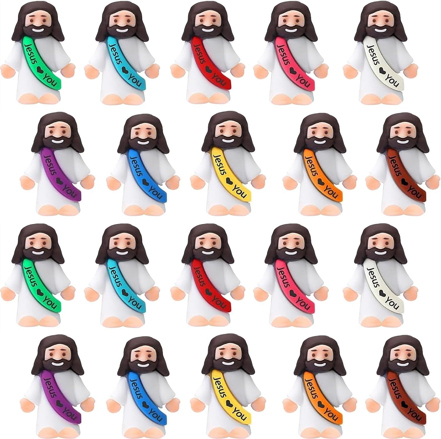 AKFAHOIF 20PCS Little Jesus Figures, Mini Jesus Figurines in Bulk, Multicolor Ti