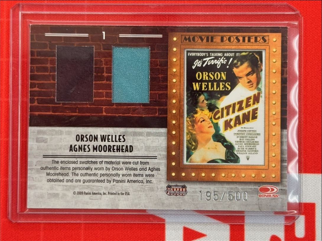 2009 Panini Americana Movie Posters Dual Relic Orson Welles/Moorehead 195/500 #1