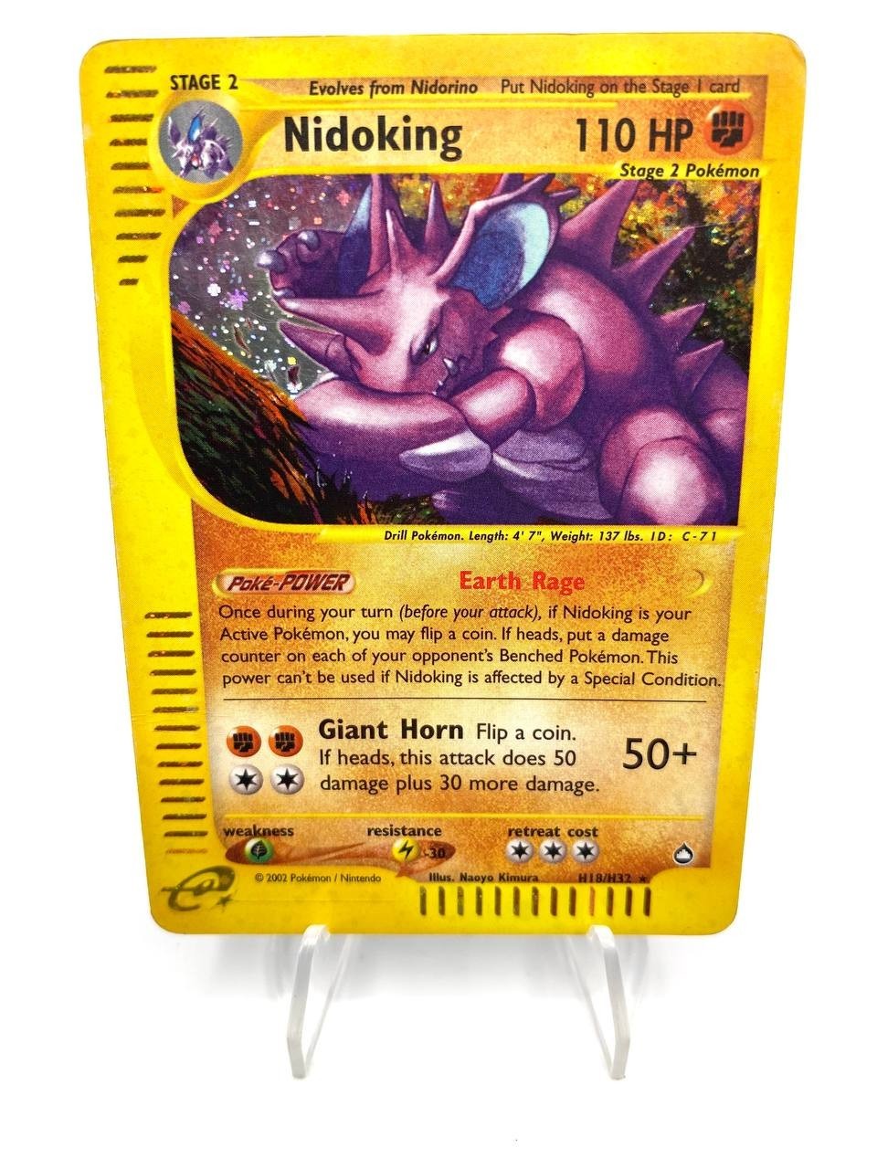 Pokemon Card Nidoking Holo Rare H18/H32 Aquapolis Set 2002 Good ENG English