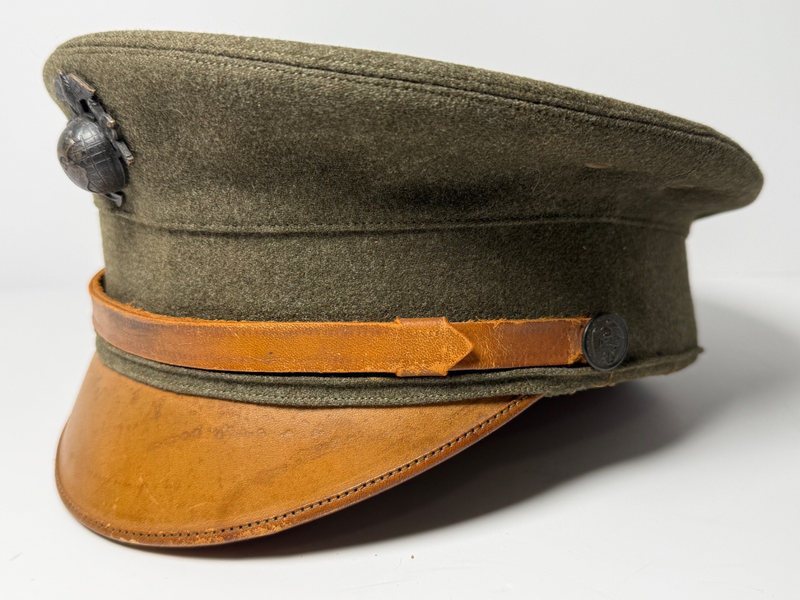 USMC, ENLISTED, P1912 WINTER ENLISTED COVER, BELL CROWN VISOR CAP, w/P1916 EGA