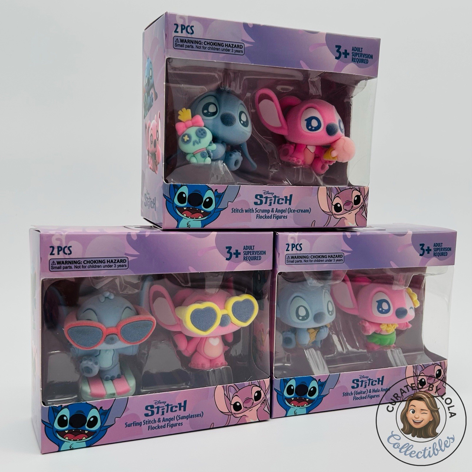 Disney Lilo & Stitch Flocked Figure Set Stitch Angel NIB 6pc Lot | HTF RARE