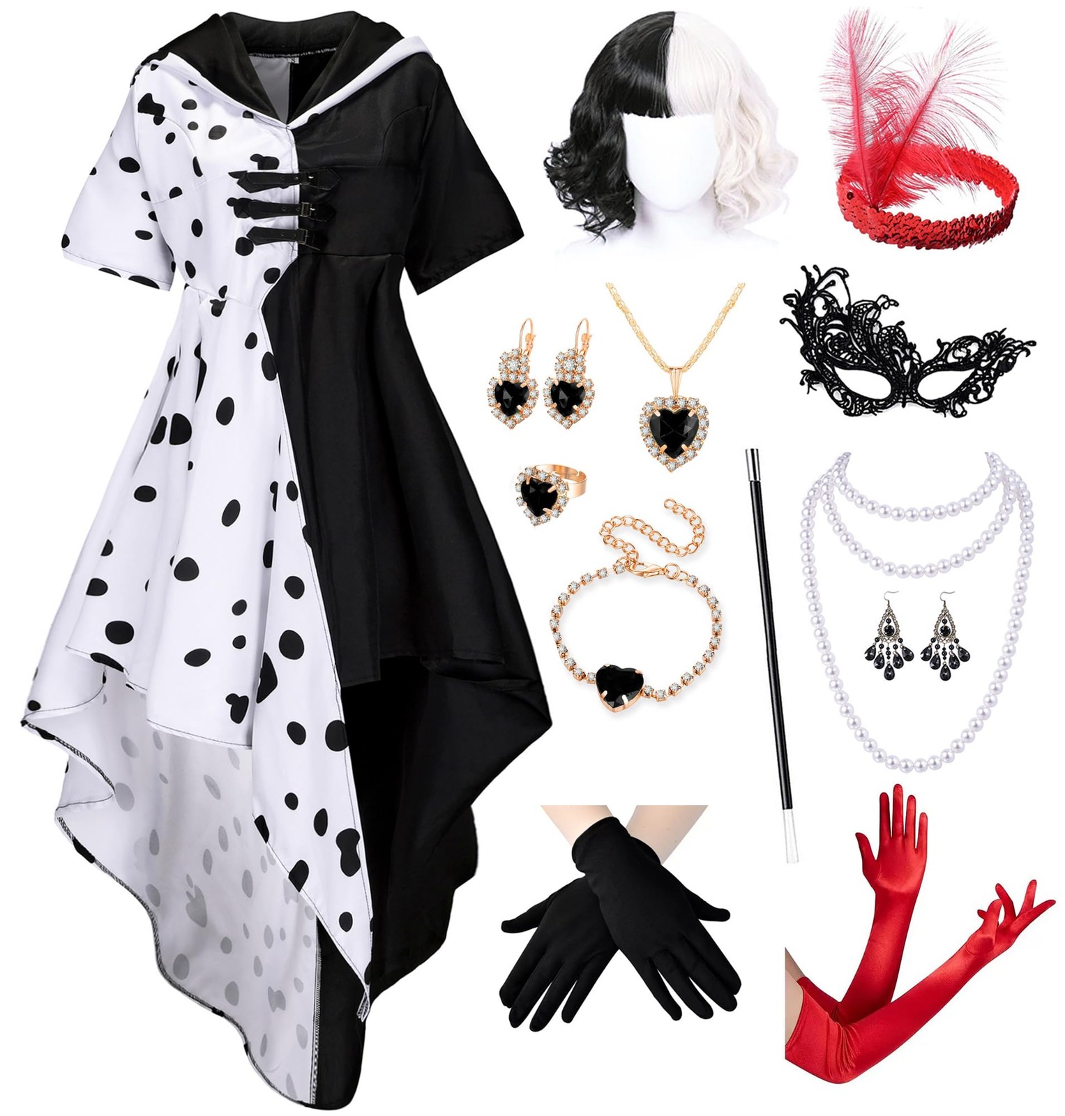 Mecamelon Women\'s Dalmatian Costume Dress White XX-Large