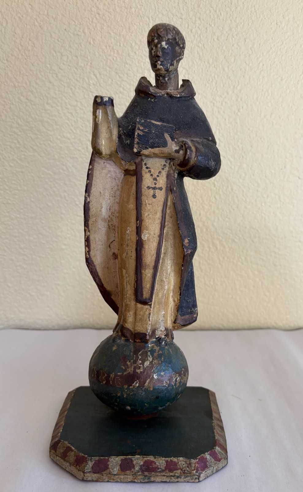 Antique  19th C Wooden Statue/Santos:  Saint Vincent Ferrer