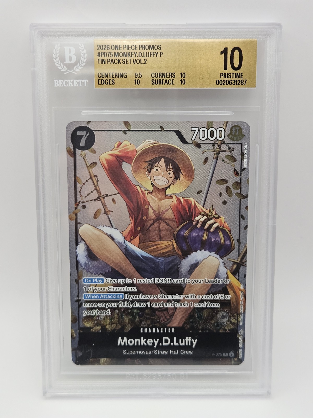 BGS 10 2026 Monkey D Luffy P075 - One Piece Promos TIN PACK SET VOL. 2