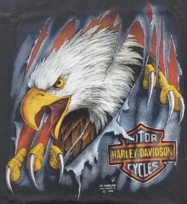 Vtg 90s Harley 3D Emblem Shirt Mens XL Black Muscle Tank Eagle Single Stitch USA