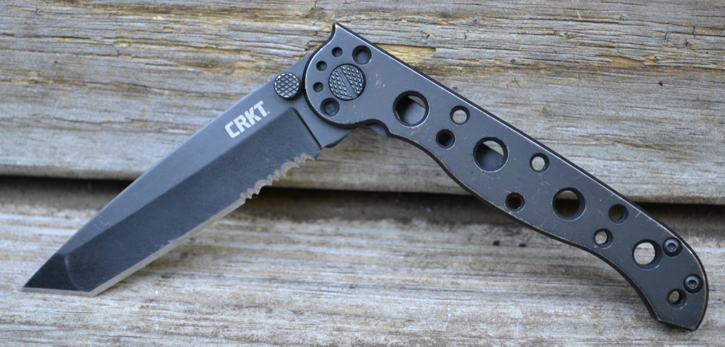 OEM CRKT M16-10KS Combo Tanto Blade Frame Lock Black Folding Pocket Knife--Good
