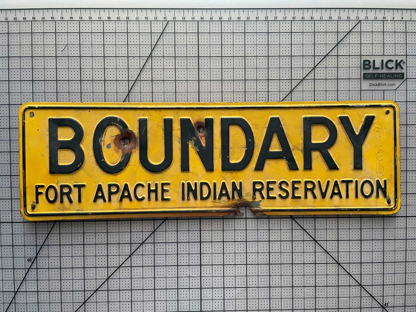 Vintage Original Metal Boundary Sign Fort Apache Indian Reservation BIA Arizona