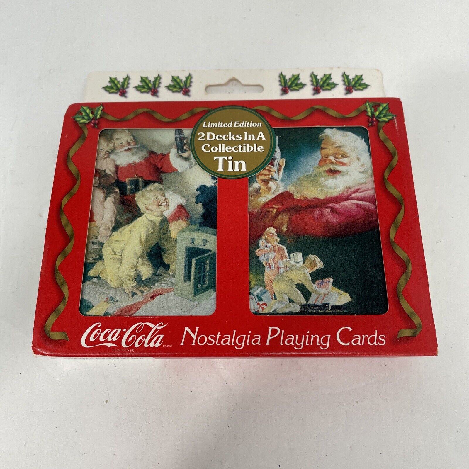 New Coca-Cola Christmas Santa Nostalgia Playing Cards Tin Limited Edition 2 Deck