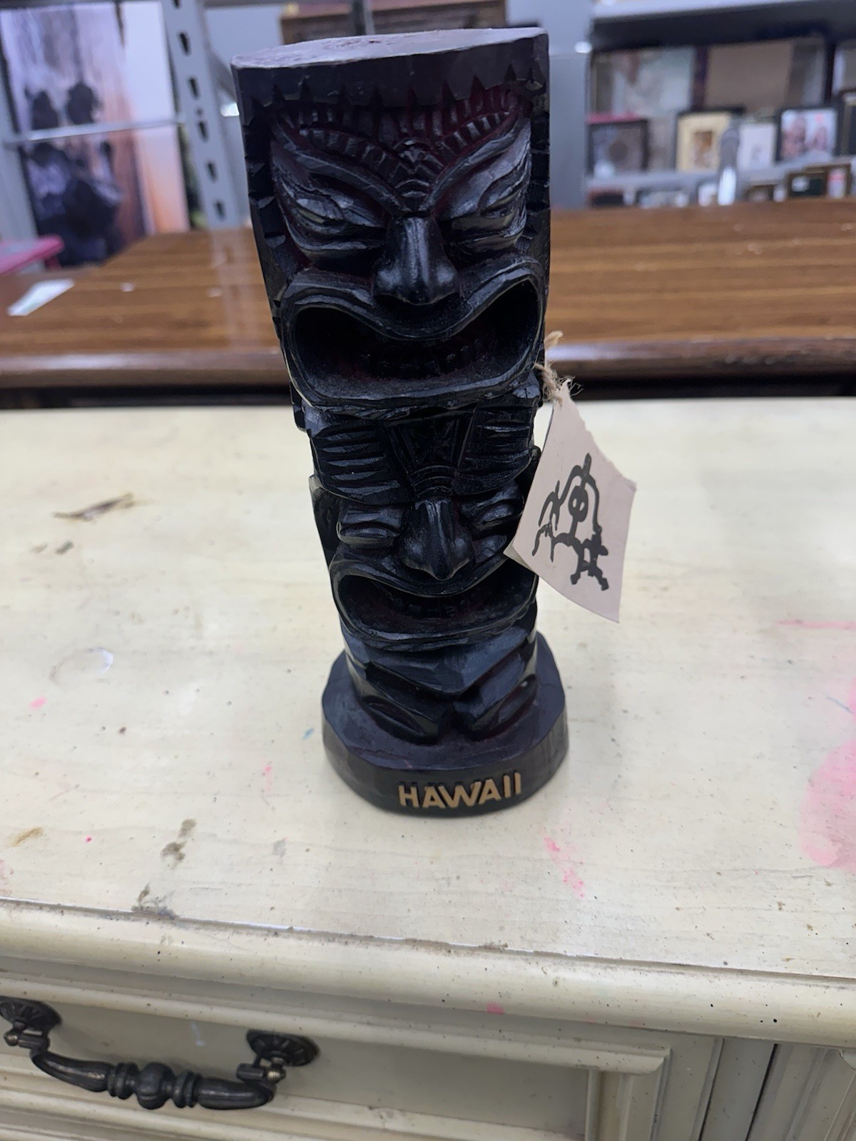 Vtg Hand Carved Wood Tiki God Totem Statue Tonga Bar Art 10\