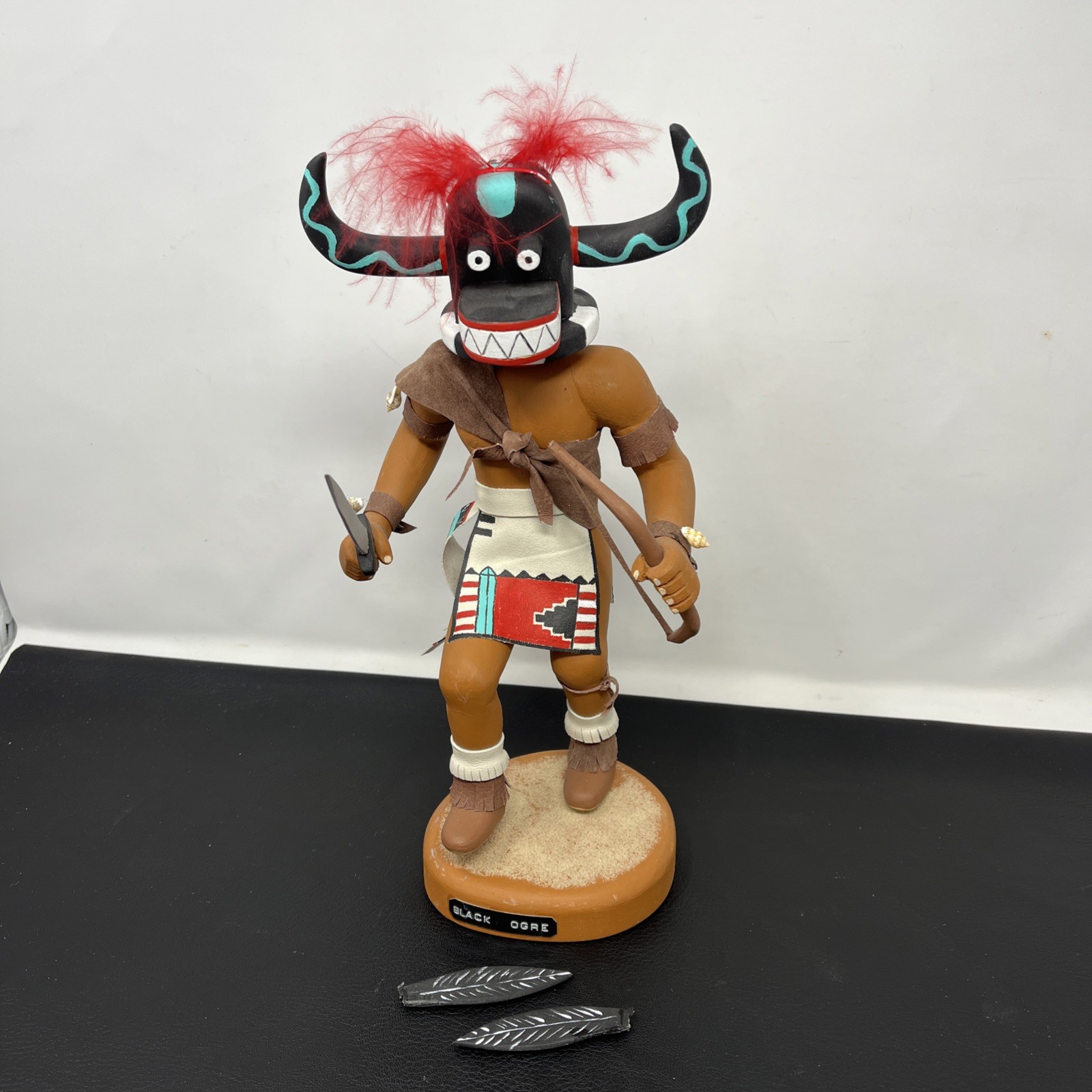Vintage Native American Indian Kachina Black Ogre for parts repair flaws signed