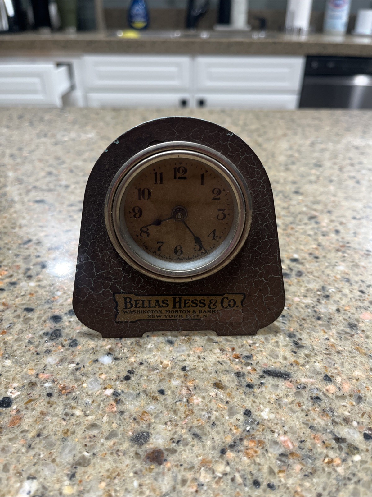 Antique Lux Bellas Hess & Co Advertising Desk Clock Vintage 1910 Working NYC