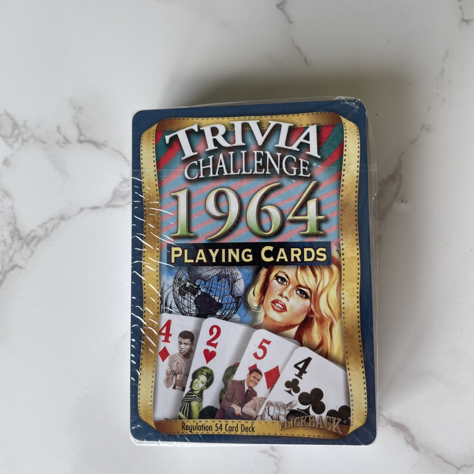 NEW Flickback 1964 Trivia Playing Cards/Includes Trivia Deck & plastic case