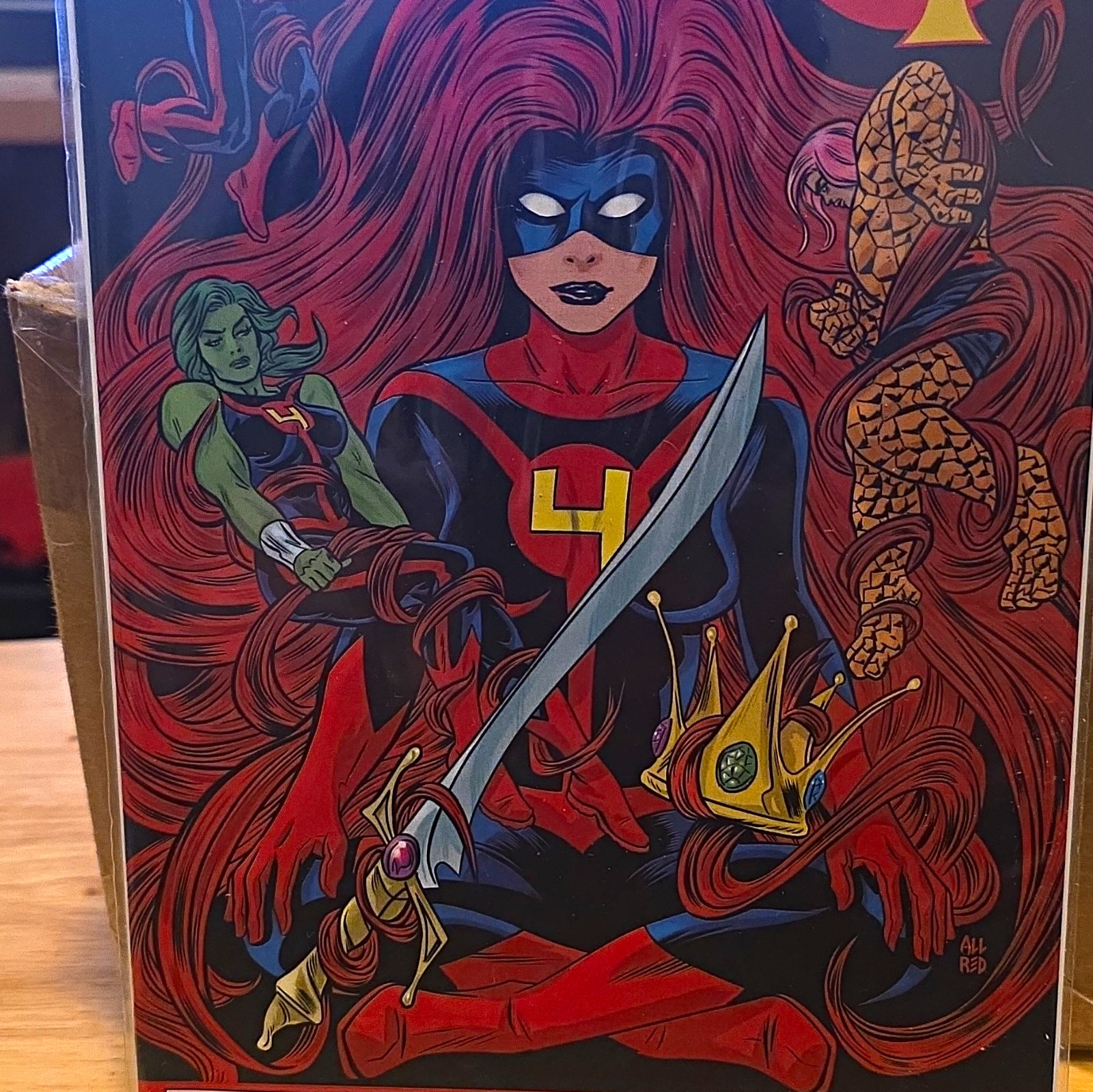 Ms. Marvel Single Issue Comic Book - She-Hulk & Thing Cover, All Red, Color