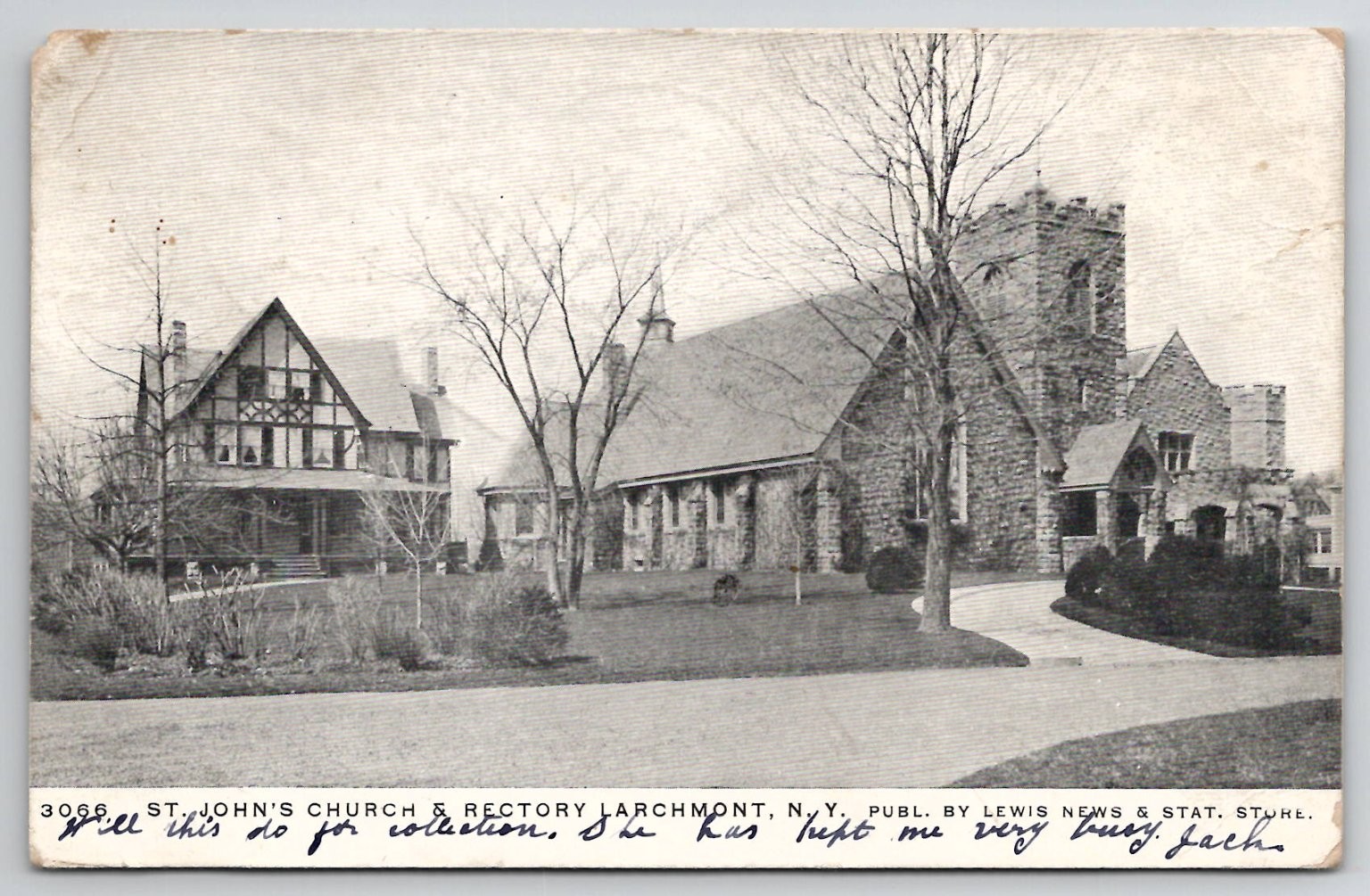 1905 St. John\'s Church & Rectory Larchmont NY Postcard
